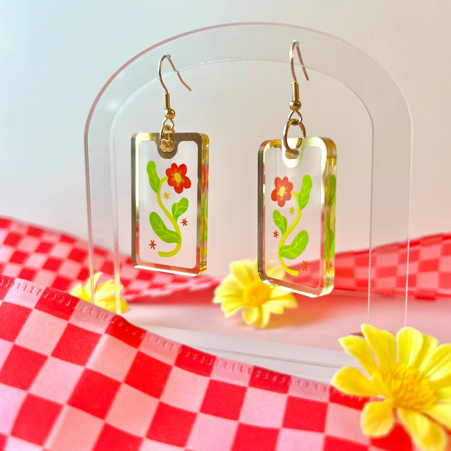 Orange Floral | Acrylic Earrings