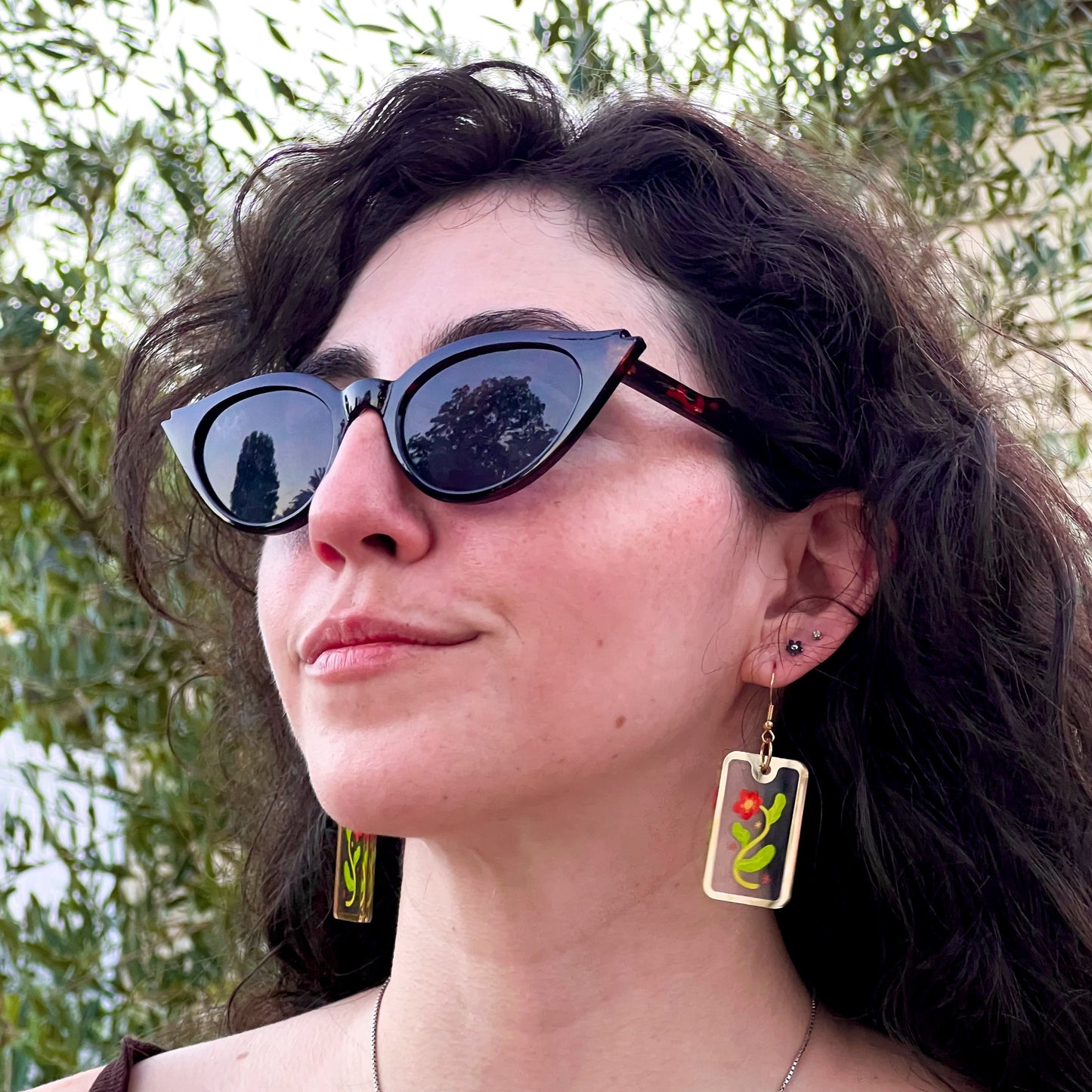 Orange Floral | Acrylic Earrings