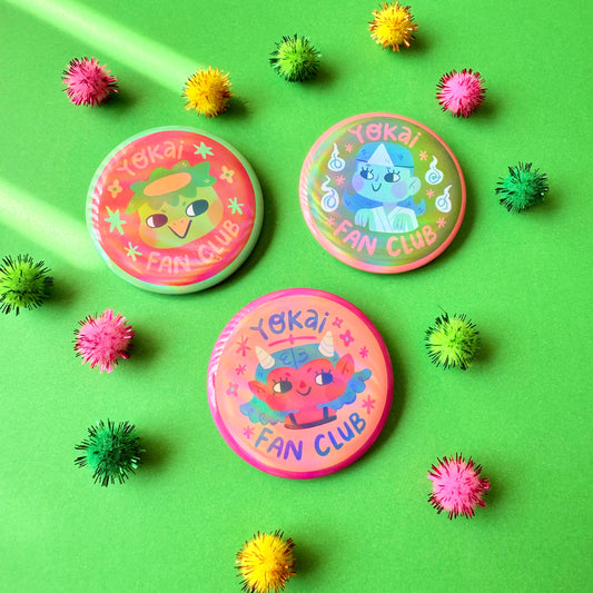 Yokai Fan Club | Holo Button Pin